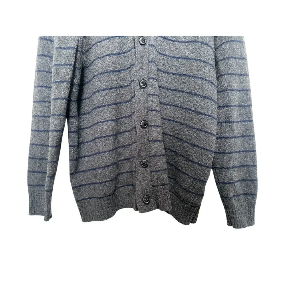 Old Navy Wool Button Down Cardigan Men XXL Tall Gray Shawl Neck Striped Nautical